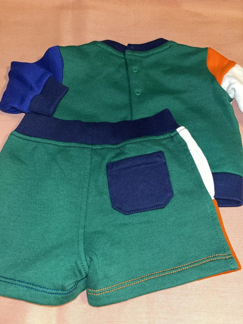 Polo by Ralph Lauren Kids Colorblock Sweatshirt & Shorts Set - Navy/Orange/White